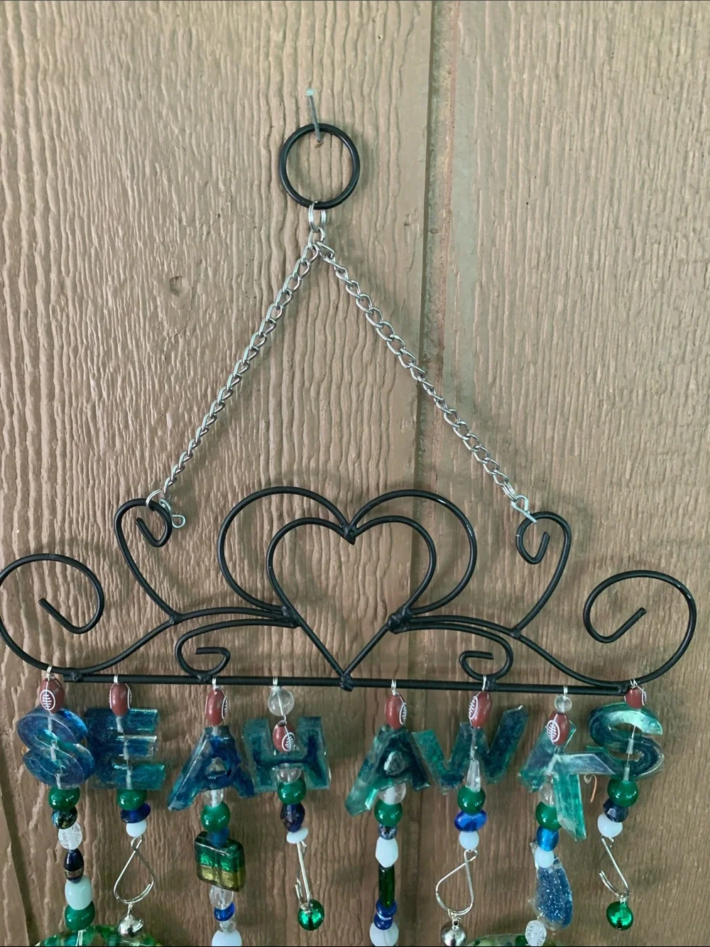 Seahawks Green & Blue Beaded Wall Hanging